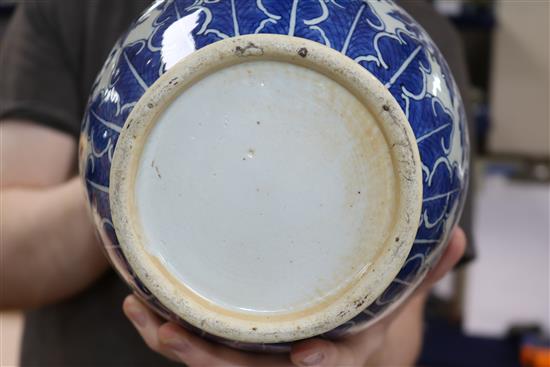 A late 19th century blue and white Chinese dragon vase height 35cm